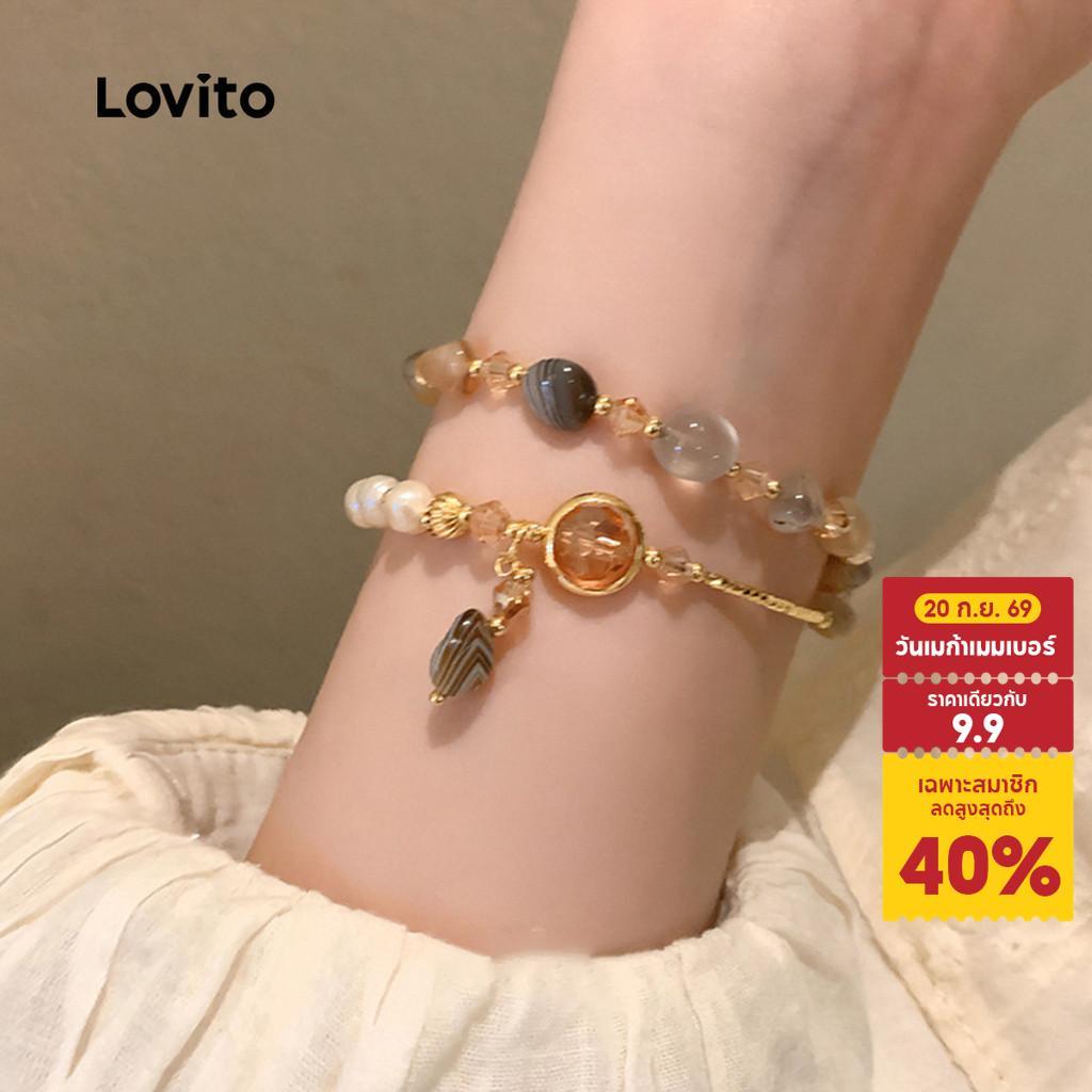 Lovito วันหยุด สร้อยข้อมือลูกปัดแบบลําลอง LFA108084
