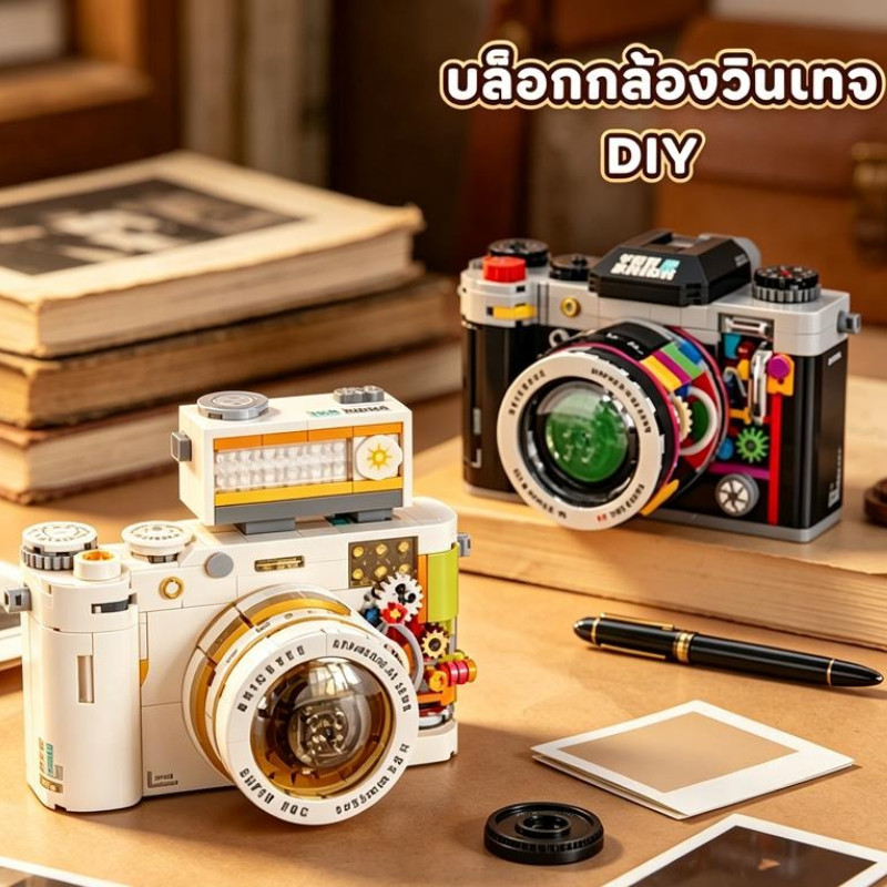 🔥พร้อมส่ง🔥 กล้องฟิล์มแบบจำลอง ของเล่นต่อเลโก้ กล้องสลอฟรีทรูวินเทจ เสริมพัฒนาการ เด็กและผู้ใหญ่เล่นได้