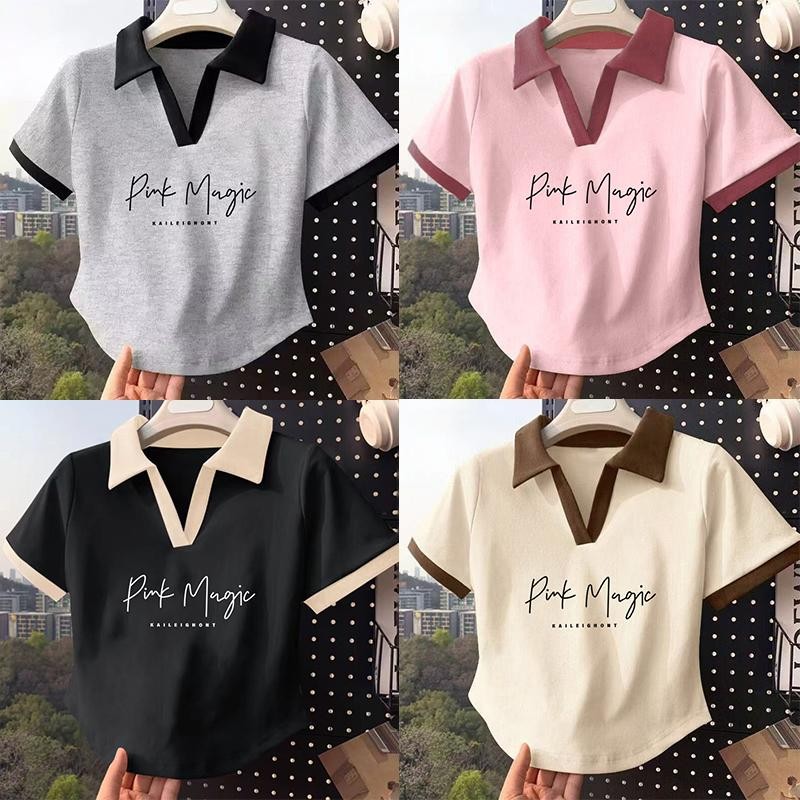 เสื้อโปโลผ้าไอซ์ซิลค์สำหรับสุภาพสตรี, M-3XL, 5 สีให้เลือก, ทันสมัยและเข้ากับทุกชุด,สวมใส่สบายเข้ารูปดูผอมเพรียว