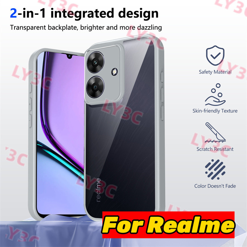 COD สําหรับ Realme Note 60X 4G RMX3938 กรณีซิลิโคนกันกระแทกกันชน Clear Back Hard Cover Matte เคสโทรศ