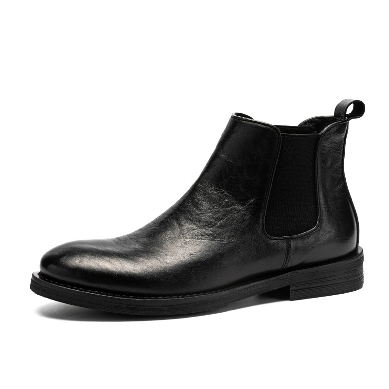 รองเท้าบูทสั้นมาร์ตินบอยส์ ผู้ชาย ทรงChelsea boots อังกฤษ หนังแท้ trend แบบLow-top