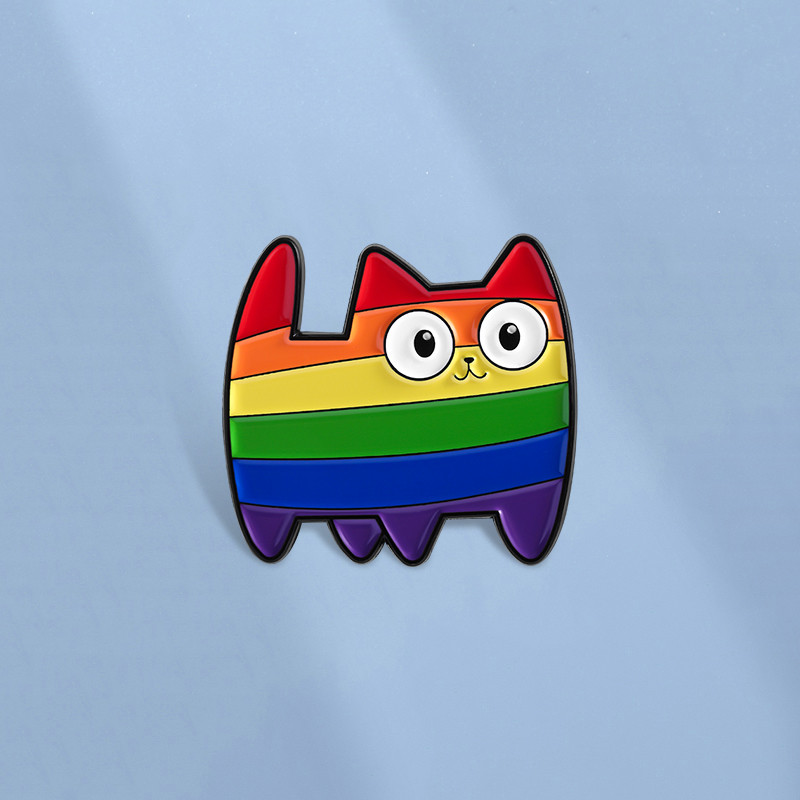 เข็มกลัด Rainbow Cat เคลือบสีสันสำหรับ LGBTQ Pride เป็นของขวัญสำหรับเพื่อน