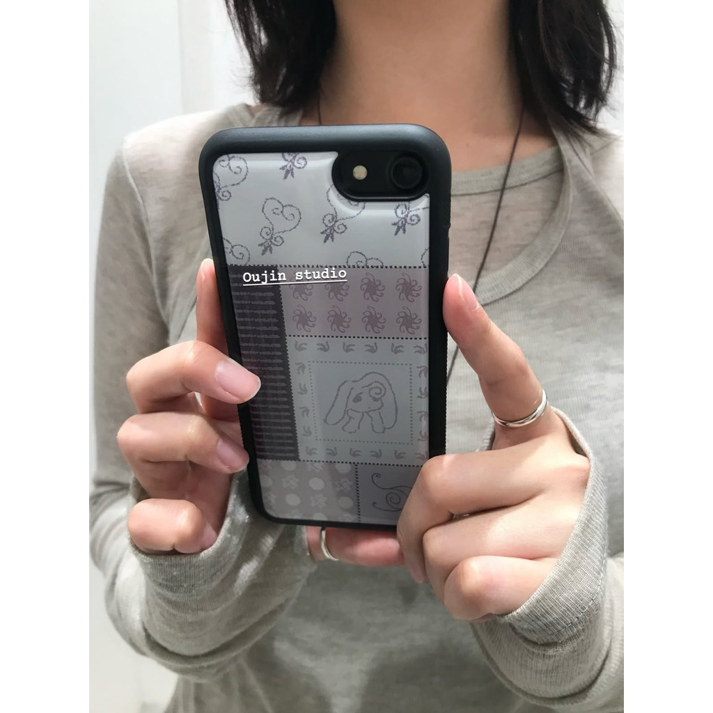 สไตล์เกาหลีสไตล์อินการออกแบบเฉพาะฤดูใบไม้ร่วงฤดูหนาวรูปแบบใหม่ระดับไฮเอนด์ย้อนยุคเย็บแพทช์เชลล์ 17/16/15promax/14 กันกระแทกรวมทุกอย่างขอบขอบขอบสีดําอีพ็อกซี่เคส