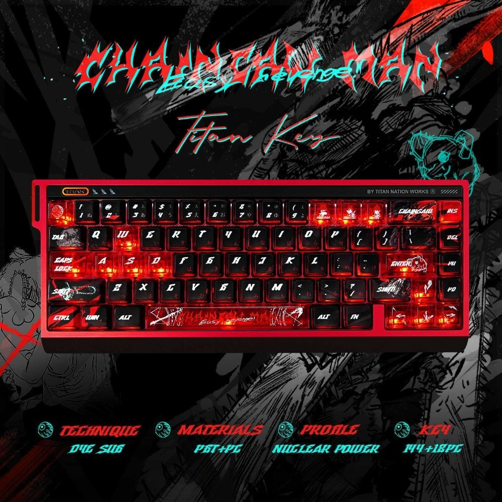Chainsaw Man Keycaps 130 คีย์ PBT PC Cherry Profile Dye Sublimation ด้านข้างส่งแสงด้านข้างพิมพ์ Keyc