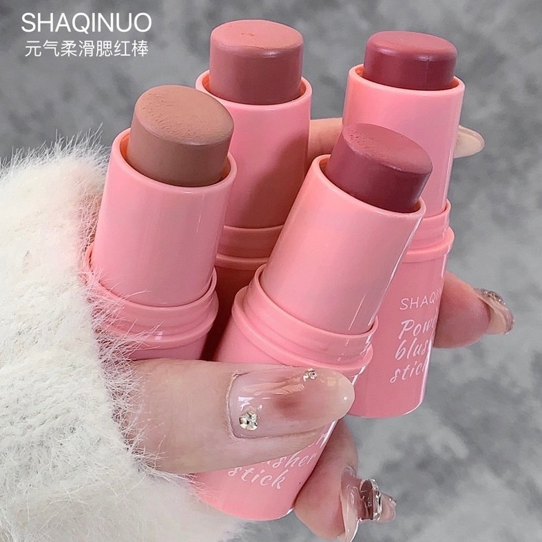 SHAQINUO S887 บลัชออนแท่ง บลัชสติ๊กเนื้อครีม บลัชออนบาร์บี้ เกลี่ยง่าย โทนชมพูนู้ด สีสวย น่ารัก ติดท