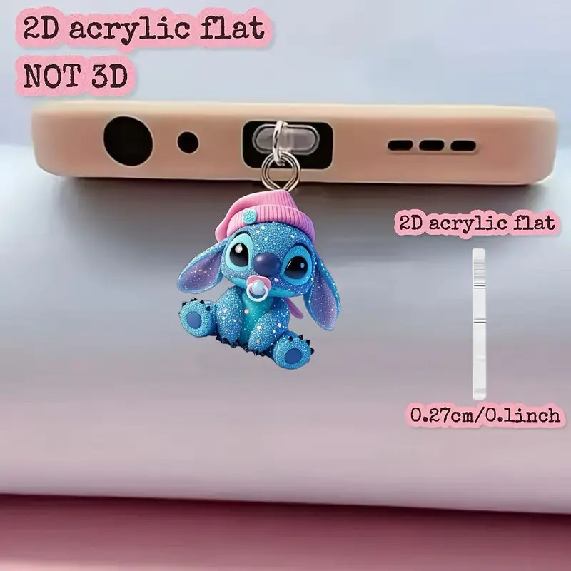 Stitch โทรศัพท์ปลั๊กกันฝุ่นสําหรับ IPhone Type-C ใหม่ Disney Anime 2D เครื่องบินประเภท C Android ชาร์จพอร์ต Dustplugs เครื่องประดับของขวัญ