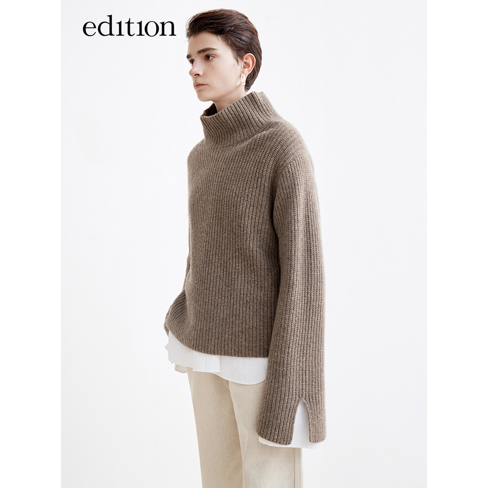 Edition Yak เสื้อกันหนาวขนแกะผู้หญิงฤดูหนาวสไตล์ใหม่ Niche Lazy สไตล์เสื้อกันหนาวคอเต่าขนาดเล็ก EBA4