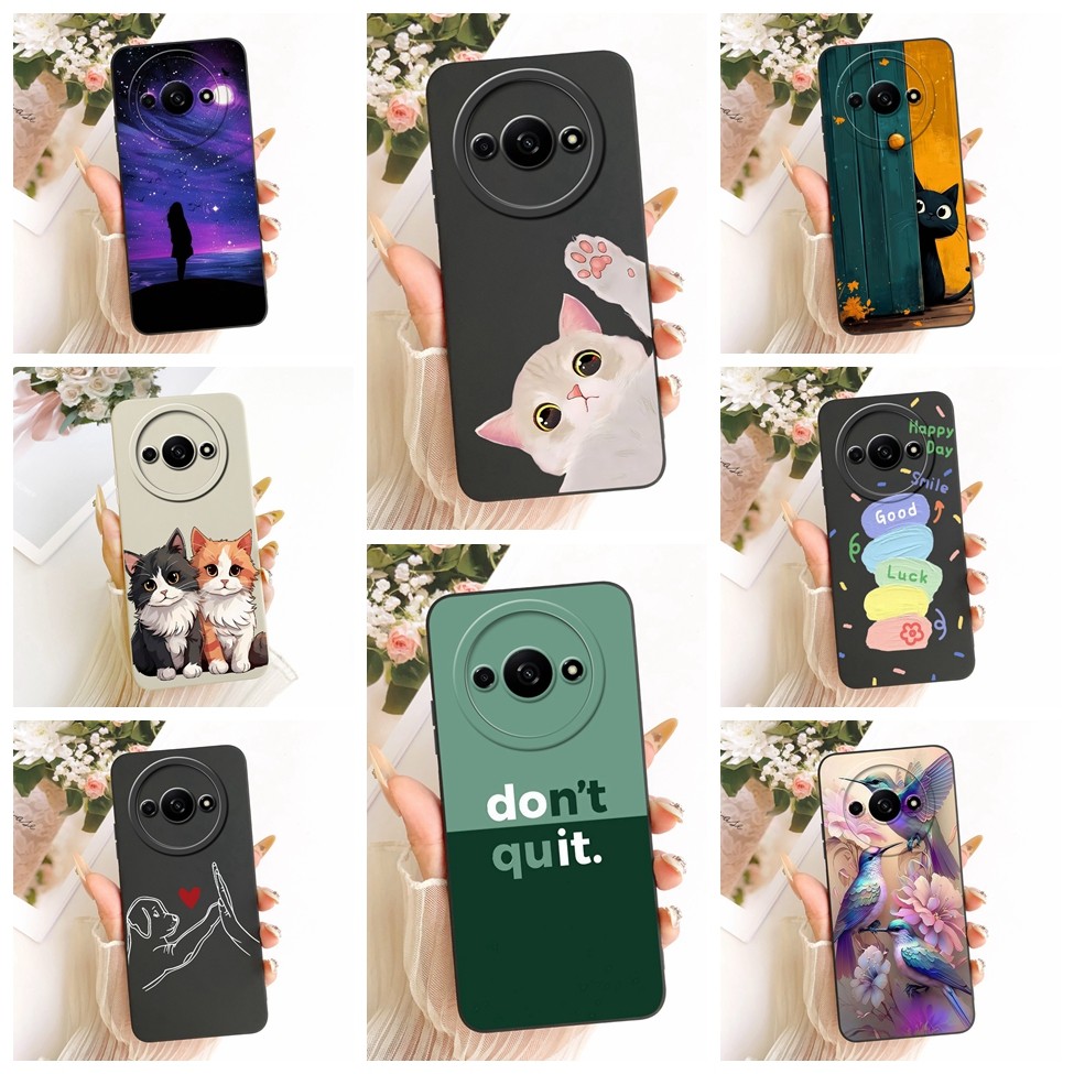 สําหรับ Redmi A3 ปลอกซิลิโคนแฟชั่นหรูหรา Kawaii น่ารัก 2D ทาสีเคสโทรศัพท์ 23129RN51X 23129RN51H