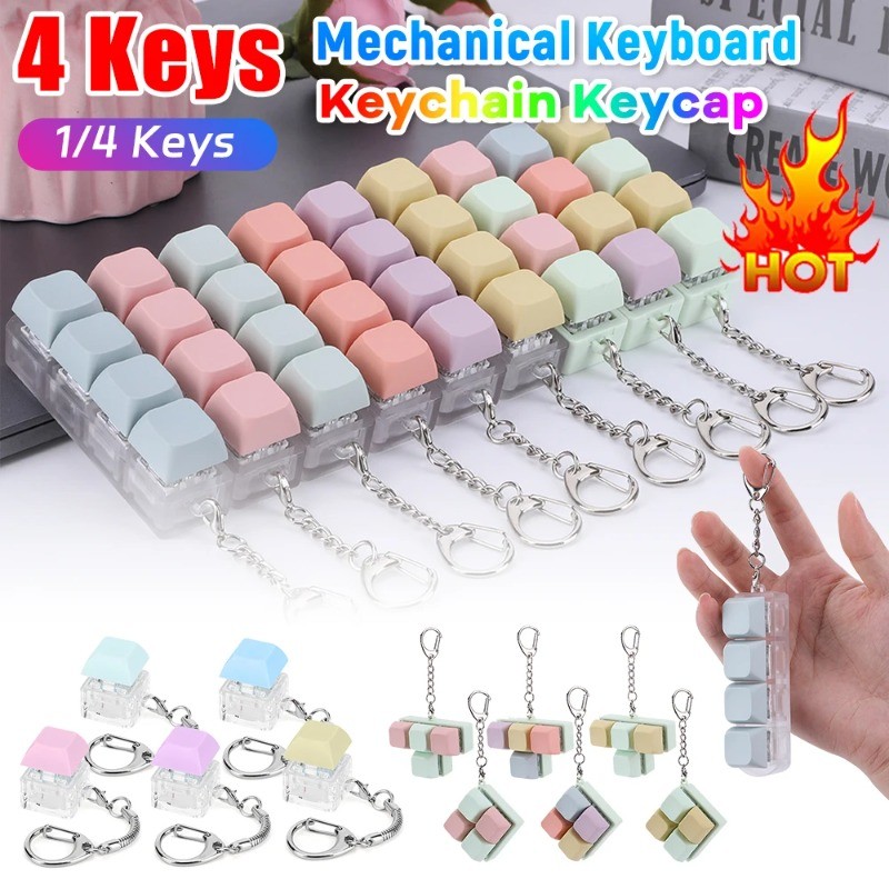 9 คีย์คีย์บอร์ดของเล่นปาร์ตี้ความเครียดบรรเทา DIY Fidget ปุ่ม Keycap Fidget พวงกุญแจ