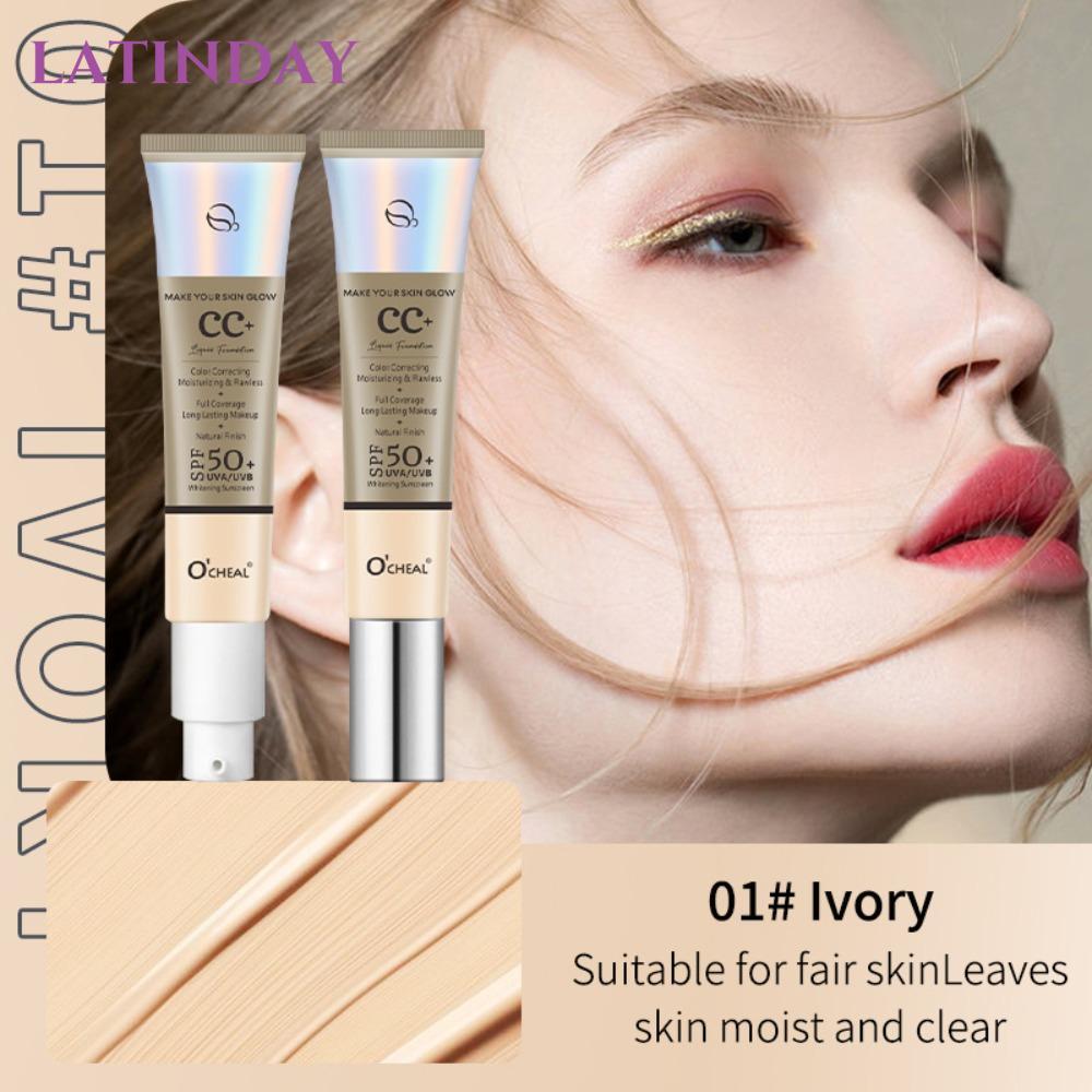 LATINDAY คอนซีลเลอร์ CC Cream, Moisturizing Whitening Facial คอนซีลเลอร์, Spf 50 เครื่องสําอาง Corre