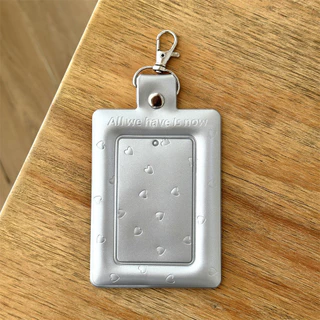 Ins Silver Heart Can Hang Lobster Clasp 10 ซม.ที่ใส่บัตร Polaroid Love Bean การ์ดขนาดเล็ก Campus Card Storage Display จี้