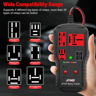 【สินค้าสปอตของไทย】12V & 24V Universal Car Motor Truck Relay Tester 4Pin 5Pin ยานยนต์รีเลย์เครื่องมือวินิจฉัยพร้อมคลิป LED ไฟแสดงสถานะ JFIND JF107