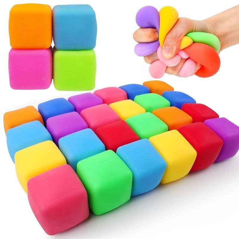 สุ่มสี Squishy Cube, 8 ชิ้นช้า Rising ความเครียดบรรเทา Cube, Stretch Fidget Cube สําหรับความวิตกกังว