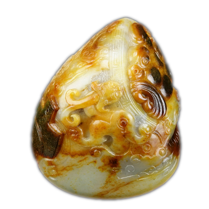 7.26 Wu Chunqiang Masters Works Hetian Black Red Oil Qinpi Seed วัสดุ Antique Guardian Handle 170.9g