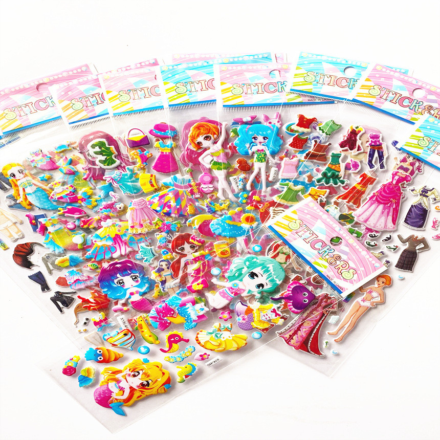 สติ๊กเกอร์สามมิติ Bump Children Cartoon Anime Stickers PVC Stickers Baby Reward Bubble Stickers