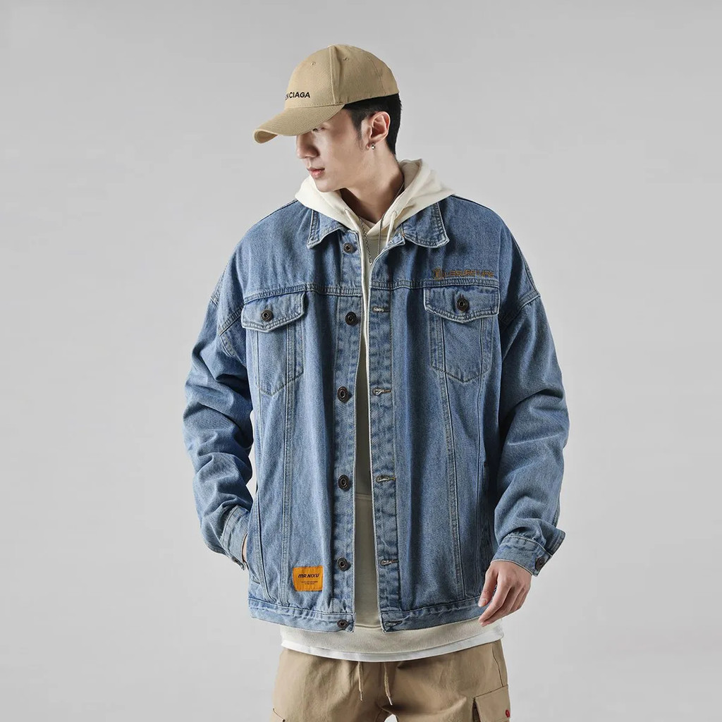 Vintage American Cowboy Jacket Hip Hop Street Loose Hiphop Jacket Men
