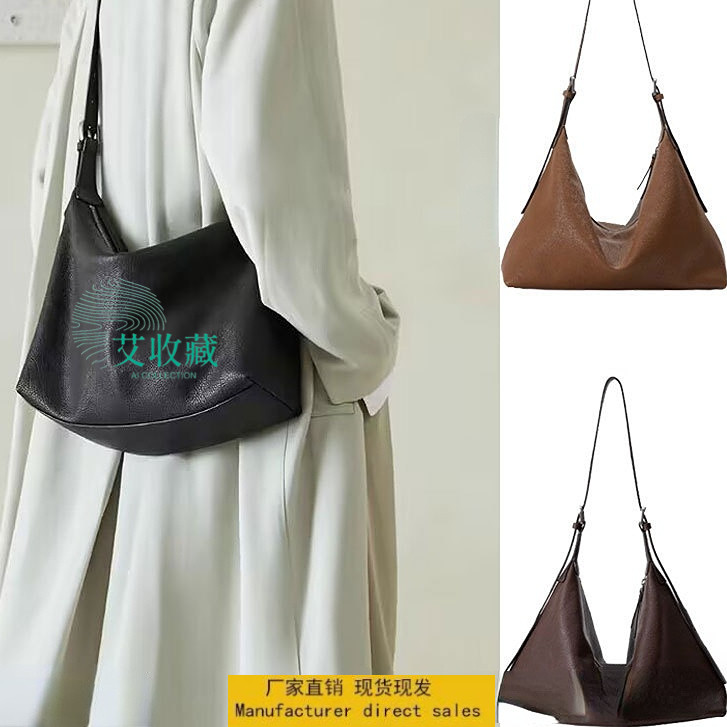 Qiuzhen กระเป๋ากุ๊ยสองหูผักหนังฟอกความจุขนาดใหญ่กระเป๋า Fema