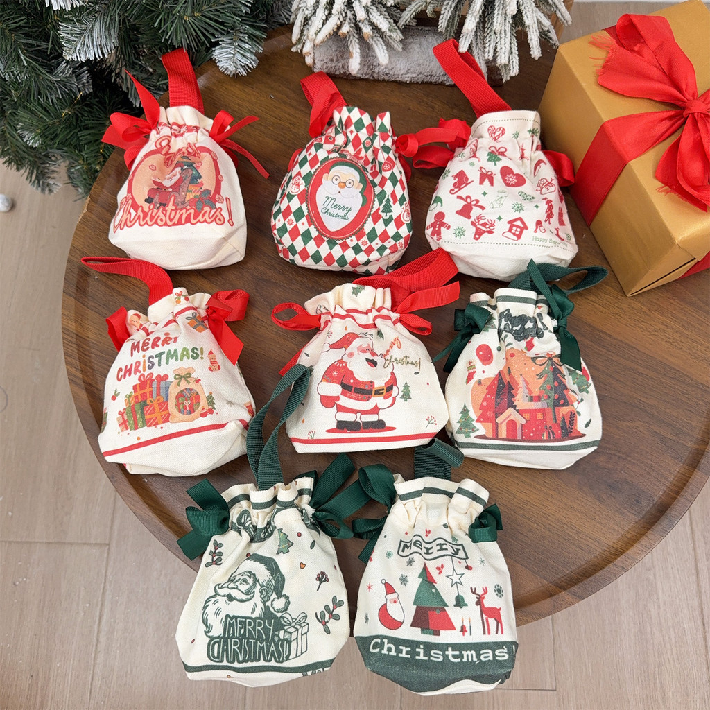 [เอชจีบี]คริสต์มาส เชือกรูด ถุงของขวัญที่มีรูปแบบกวางเรนเดียร์การ์ตูนน่ารัก,ผ้าใบทนทานพรรคโปรดปรานกระเป๋าสําหรับวันหยุดตกแต่งและปัจจุบัน,1/4ชิ้น - รูปที่ 5