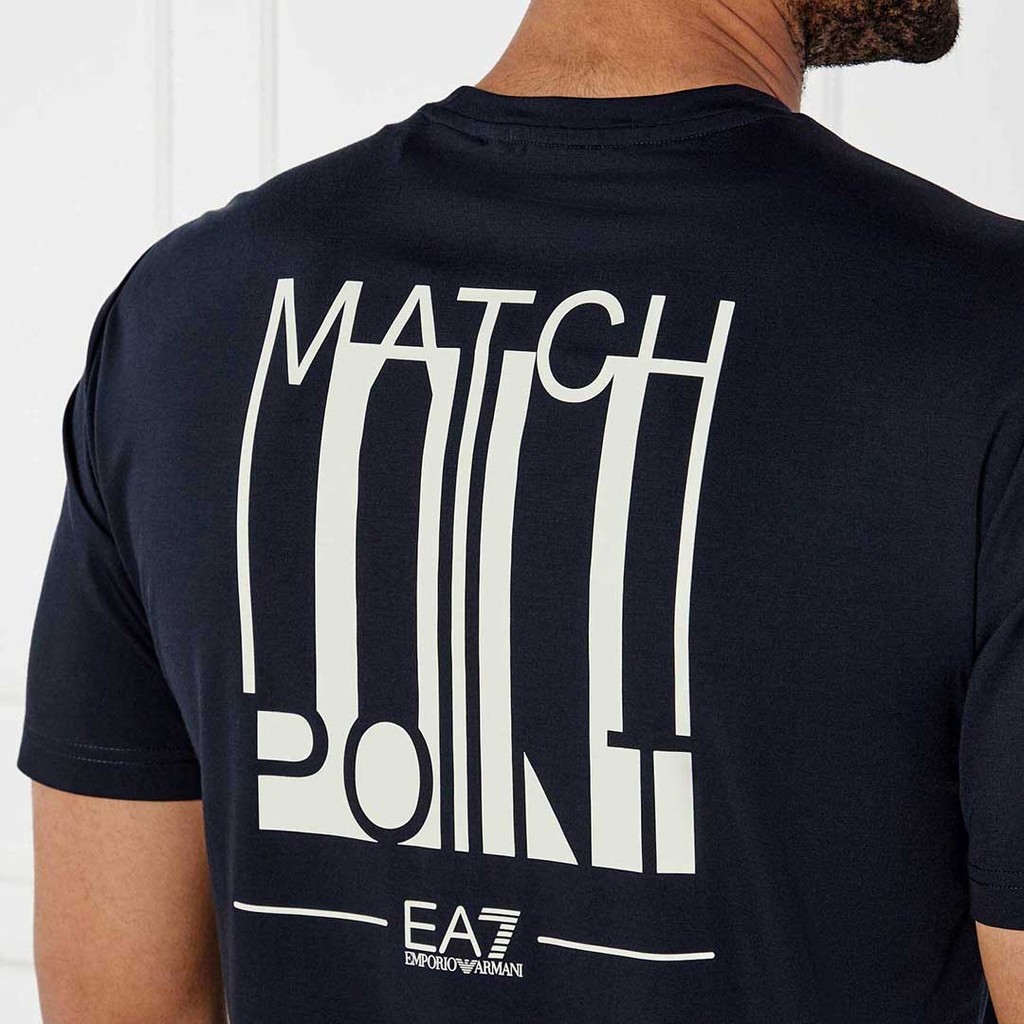 Armani EA7 เสื้อยืดแขนสั้นคอกลมลําลองแฟชั่นสําหรับผู้ชายป้าย+แท็ก