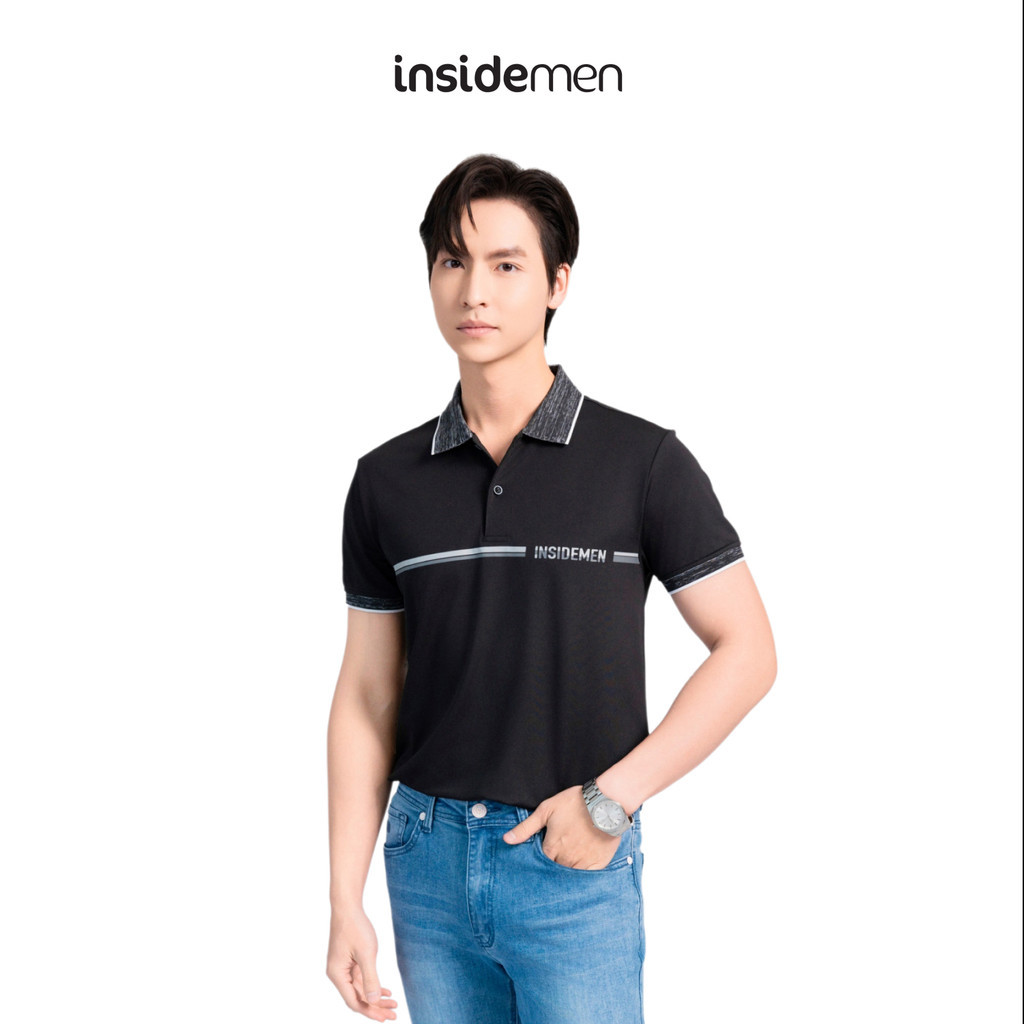 Insidemen เสื้อโปโลผู้ชายทรงสลิมฟิต IPS126AS2