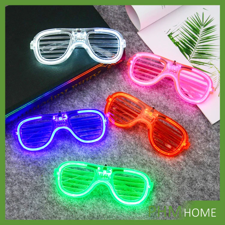 แว่นตาเรืองแสง "มีหลอดไฟ LED" แว่นตาบาร์ดิสโก้ สําหรับปาร์ตี้ คริสต์มาส แว่นสงกรานต์ Luminous glasses