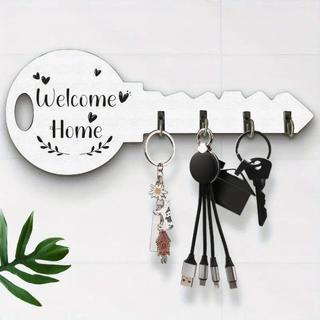 Creative Key Shaped Porch Keychain Durable Wooden Bedroom storage Rack for Keys Bags Hats