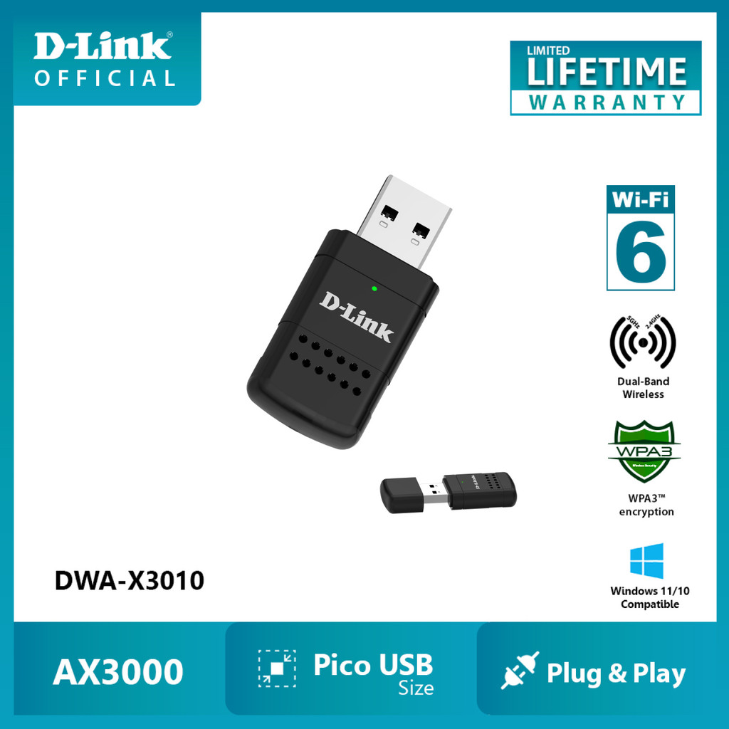 D-Link DWA-X3010 Wireless USB Adater Wi-Fi 6 AX3000