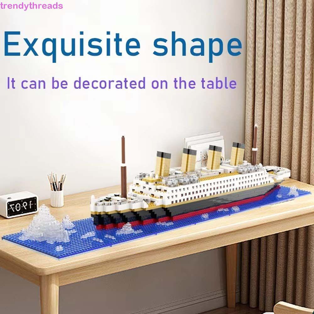 TRENDYETHREADS Titanic Building Block,อนุภาคขนาดเล็กผสมCruiseเรืออิฐ,รุ่นDIYความยากสูงโต๊ะเครื่องประดับเรือยักษ์Titanic Assemblyของเล่นเด็กของเล่น