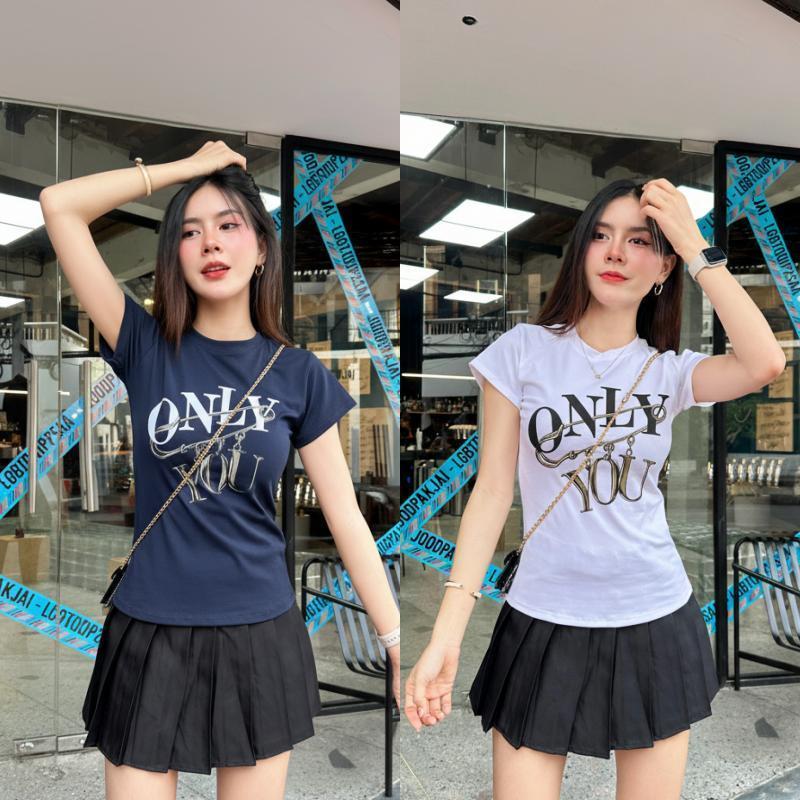 เสื้อยืดทรงเข้ารูป พิมพ์ลายตาข่ายทั้งตัว สไตล์ Y2K เหมาะกับสาวอวบ ผลิตจากผ้าริบยืดหยุ่นเพื่อความสบายสูงสุด สไตล์แONLYYOU