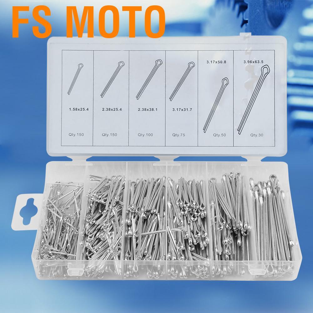 FS MOTO 555 ชิ้น/เซ็ต Cotter Pins แยก Pin Fastener Clip Assortment Kit Mechanical Hitch ผมรถแทรกเตอร