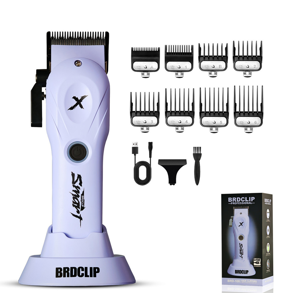 BRDCLIP BRD-108 Professional Electric Hair Clipper ผม Trimmer สําหรับผู้ชาย 8800RPM พร้อมฐาน 5-adjusted DLC ใบมีดเครื่องตัดผม