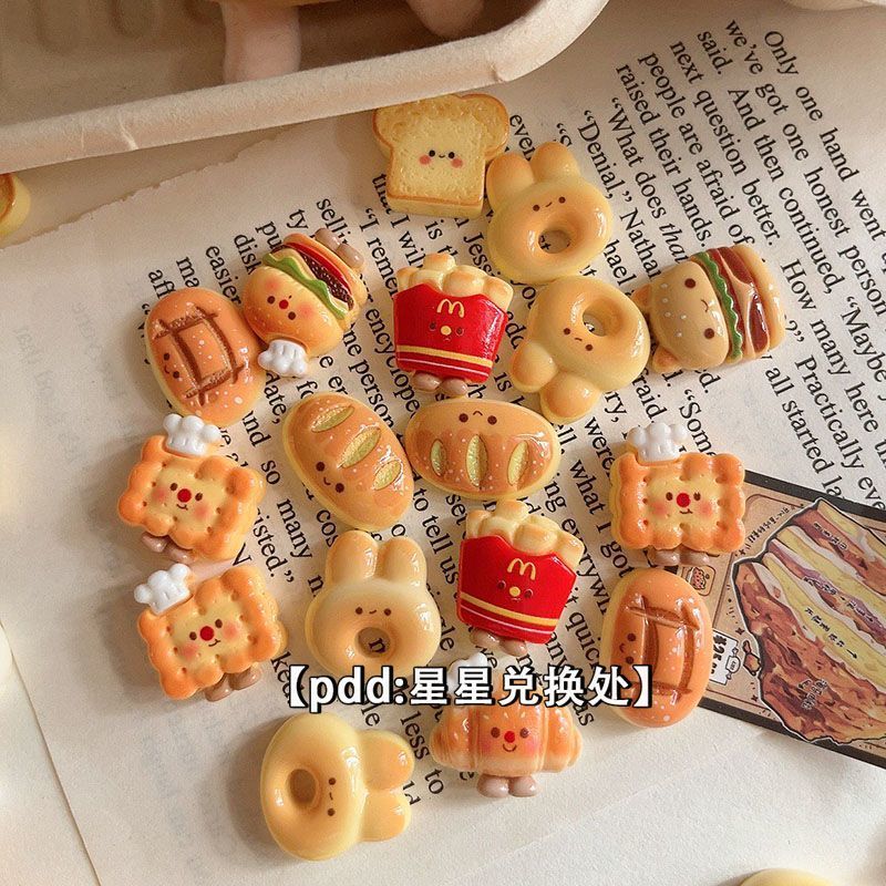 Chef French Fries Breadman Burger ของเล่นเรซิ่น ตกแต่งแบบน่ารัก พร้อมกิ๊บติดผม สติกเกอร์ตู้เย็น และถ้วยมือน่ารัก - รูปที่ 6