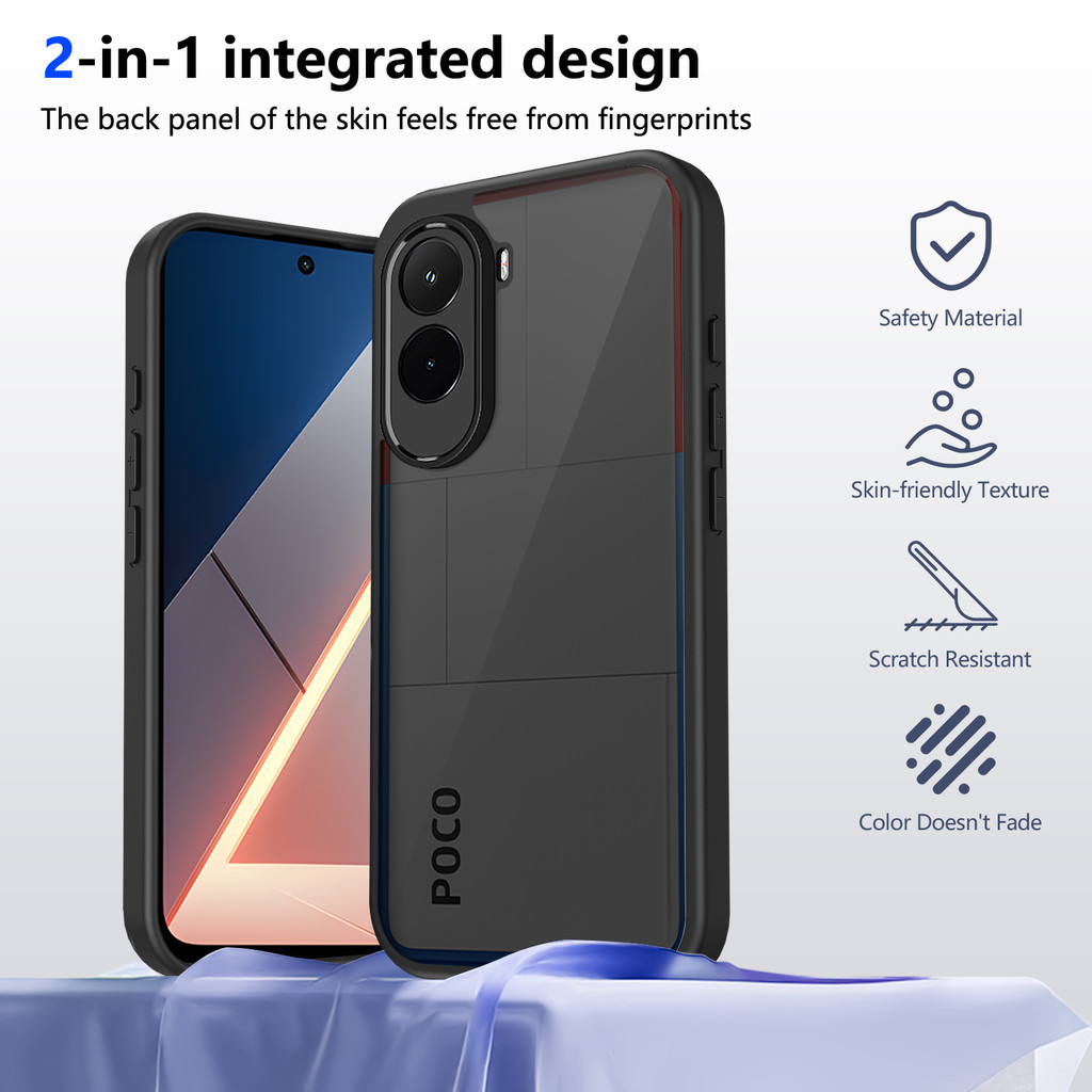 POCOM7PlusปลอกสําหรับPOCO M7 Plus M7Plus xiaomi Matteสีดําอะคริลิคเคสโทรศัพท์กันกระแทกป้องกันกันชนกร