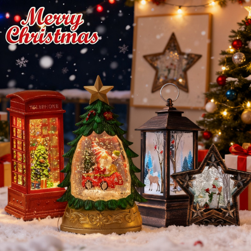 🎄COD🎄โคมไฟ LED รูปตะเกียง มีรูแขวน ลายซานตาคลอส กวาง สำหรับตกแต่งคริสต์มาส โคมไฟคริสต์มาส ไฟประดับ