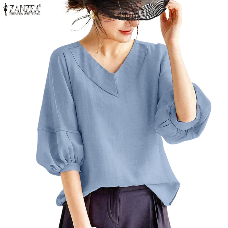 ZANZEA เสื้อ casual ผู้หญิง สไตล์เกาหลีLadylike แขนสั้น คอกลม