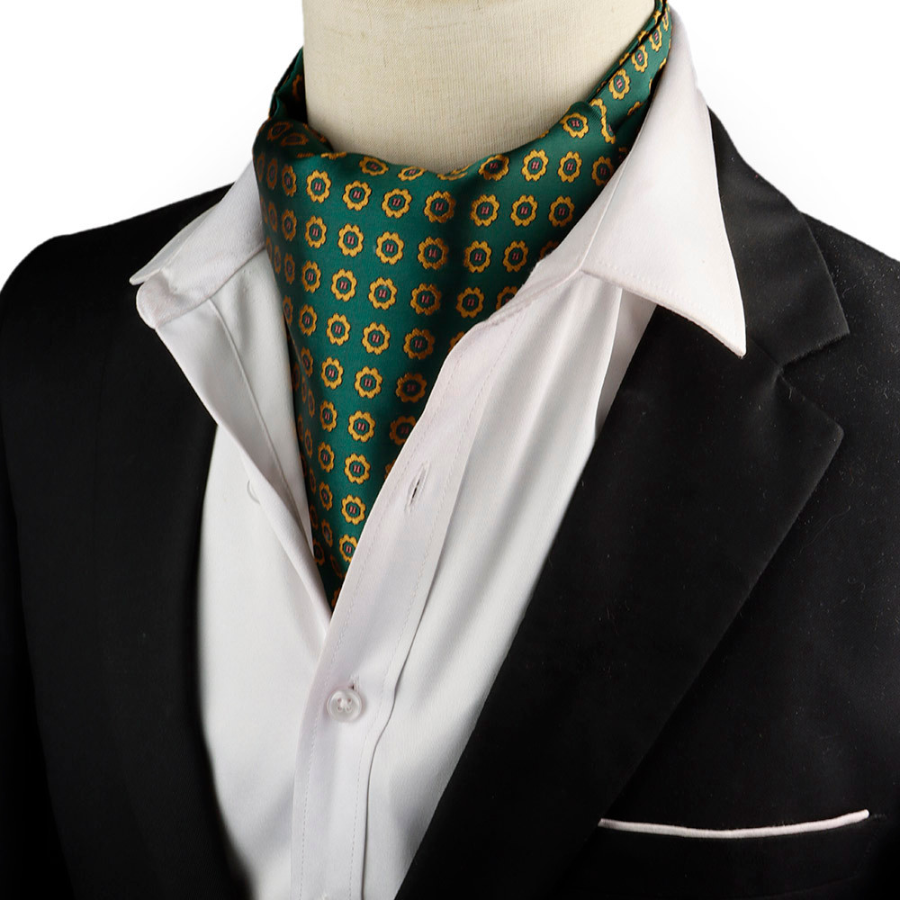 ZONFAZ Cravat Pocket Square Set เนคไทนิทรรศการและผ้าเช็ดหน้า Ascot Scrunch ลายจุดโพลกา ผลิตจากผ้าโพลีเอสเตอร์และผ้าไหมสำหรับสุภาพบุรุษ