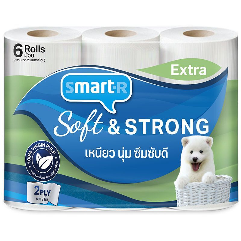 สมาร์ทเตอร์กระดาษชำระหนา 3ชั้น แพค 6 Smarter Long Roll Tissue 3Ply Pack 6 [หมายเลขบาร์โค้ด 8853474065387 ]