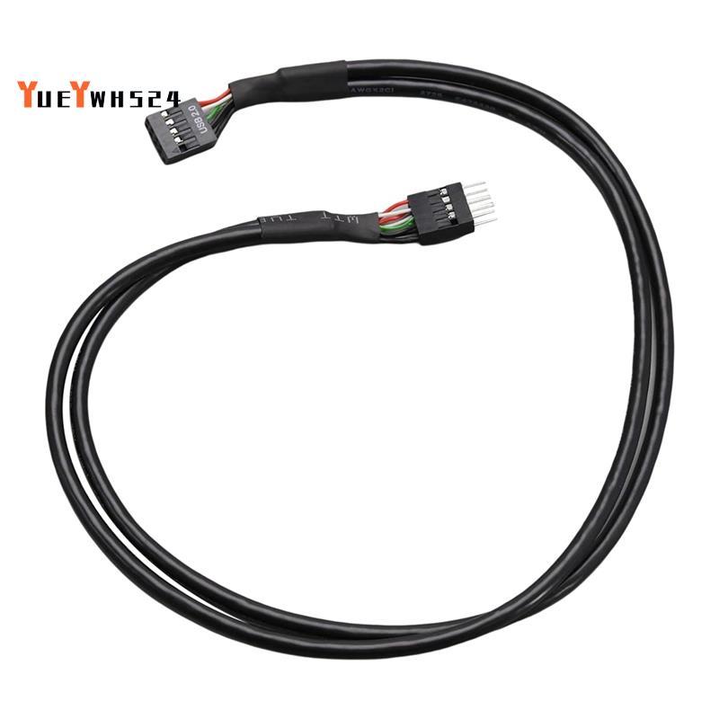 [ขายดี YY]MainBoard Chassis Front 9-Pin Terminal USB 2.0 Male to Female Extended Cable USB 2.0 9Pin 