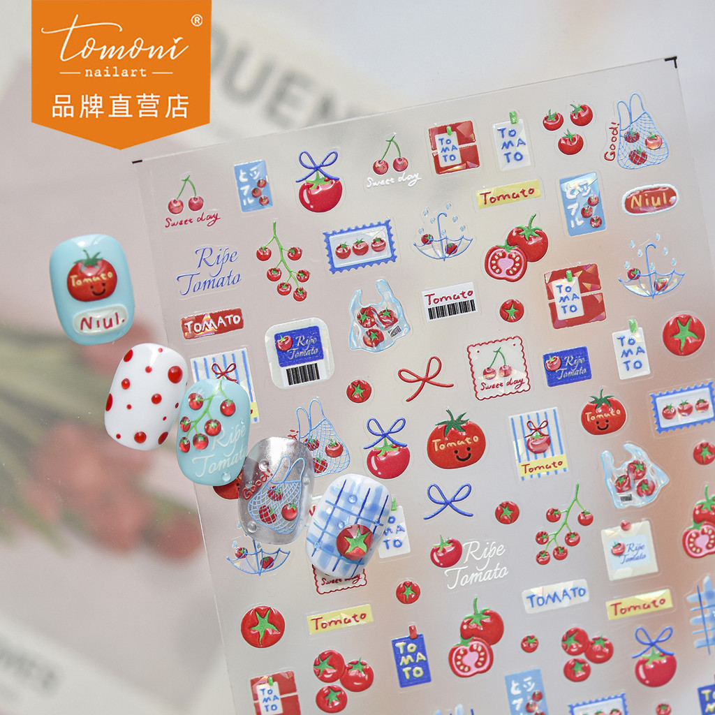 [Meow.Sensei] tomoni สติกเกอร์แต่งเล็บนูน diy Little Red Book ขายร้อนรุ่น Q สติกเกอร์เล็บน่ารักน้ําผลไม้มะเขือเทศอุปกรณ์แต่งเล็บ