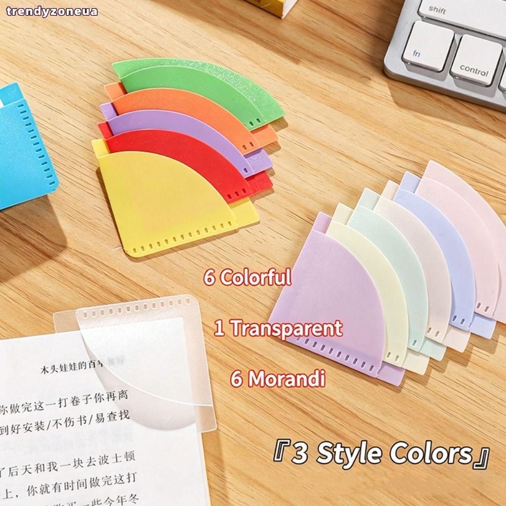 TRENDYZONEUA ที่คั่นหนังสือ 6 ชิ้น, PP Anti-Curl Page Corner Protector, Simple Multi-Function Fan-Sh