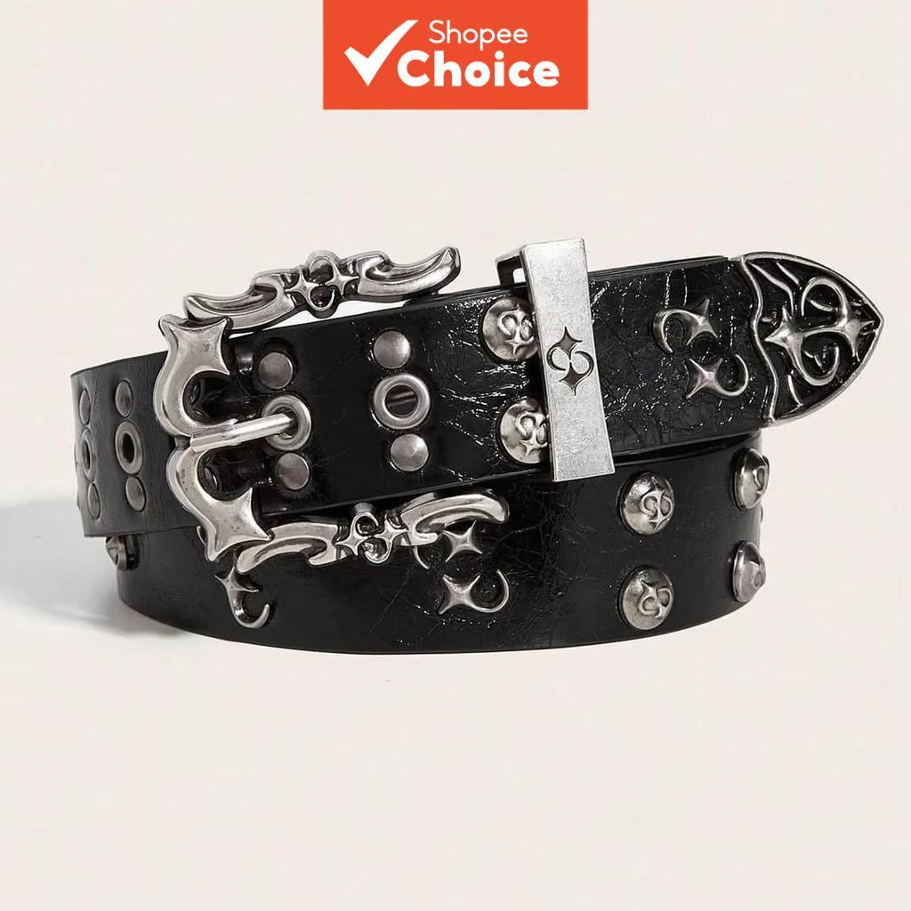 เข็มขัดUnisex Retro Bohemian Handmadeโลหะแกะสลักออกแบบแฟชั่นPunk Rock Y2Kเข็มขัดสําหรับผู้ชายผู้หญิง