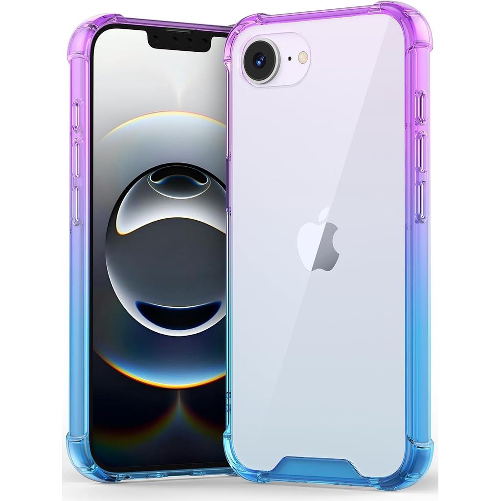 เข้ากันได้กับ iPhone 17e Case & iPhone 16e Case Cute Gradient Clear Scratch-Resistant Back กันกระแทก