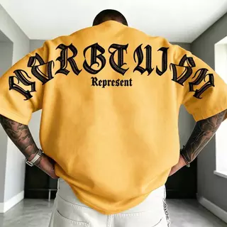 UT shop💥เสื้อยืดผ้าคอตตอน 100% “Represent” ทรง Oversize คอกลม แขนสั้น ผ้านุ่มสบาย ใส่ได้ทุกวัน ฤดูร้อน ไซส์ S-3XL