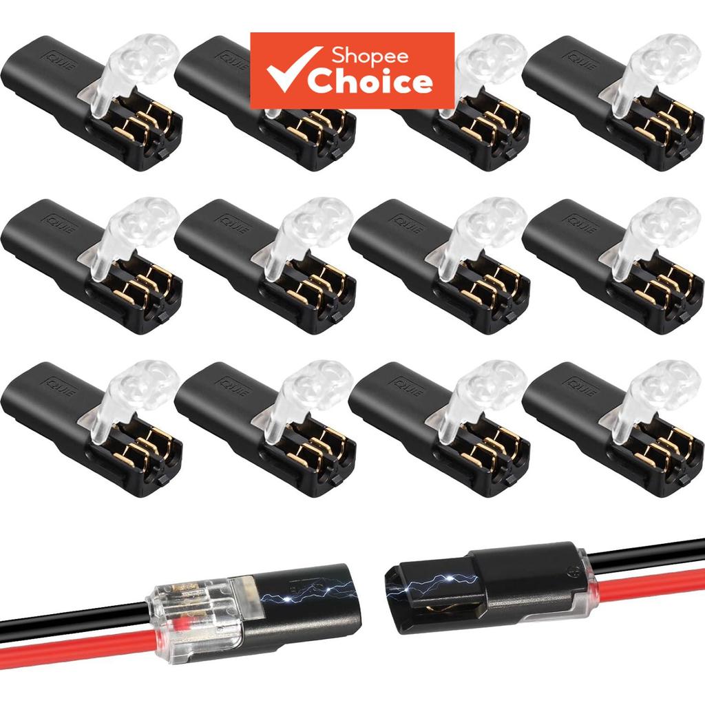 One Pack 12 ชิ้น 2 พินสายไฟแรงดันต่ํา Plug-In Connectors, 16-18 AWG Double-Wire Quick Disconnect พร้