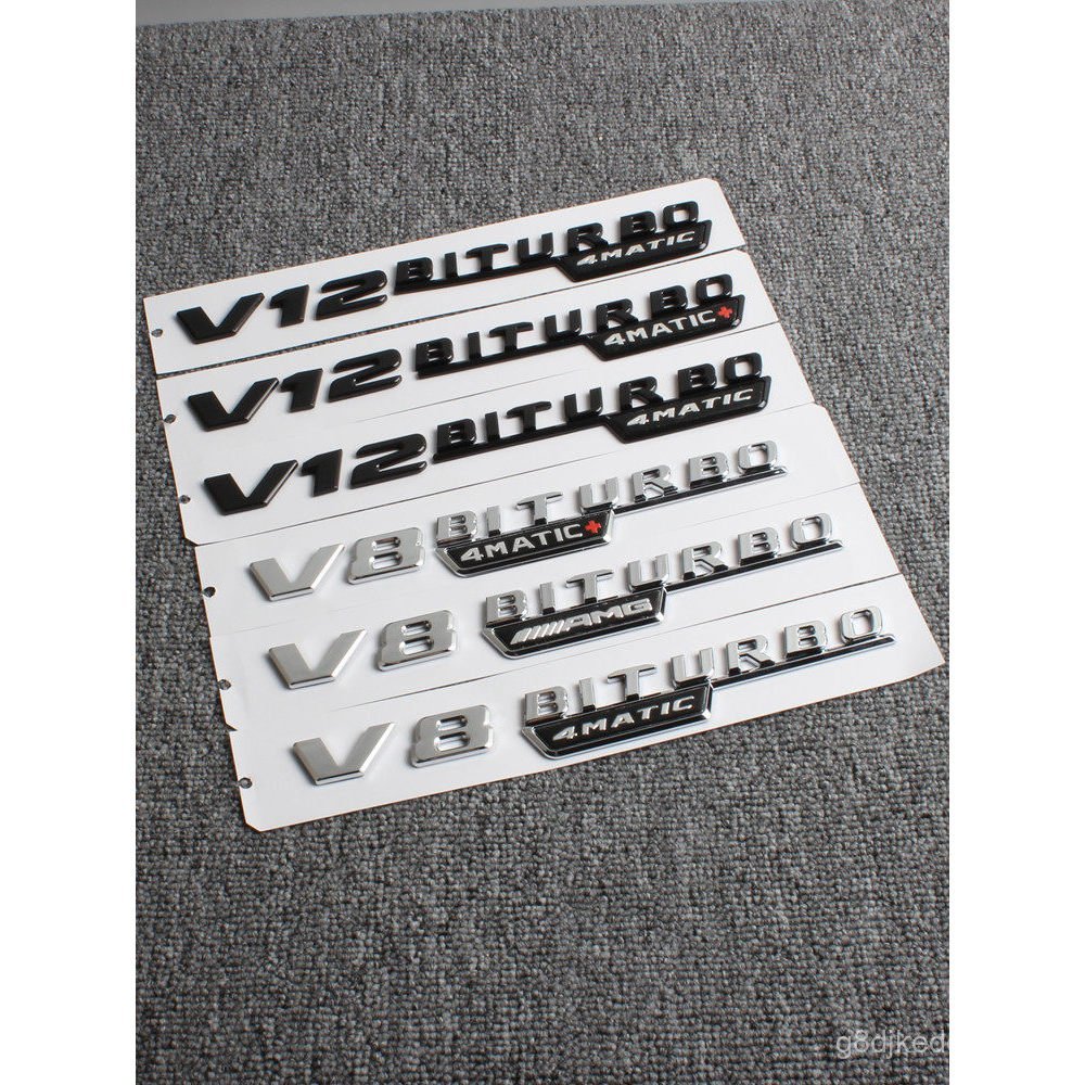 เหมาะสําหรับ Benz AMG ป้ายด้านข้าง V8 V12 BITURBO4MATIC ป้ายรถ Fender สติกเกอร์ดัดแปลง Word Label LR