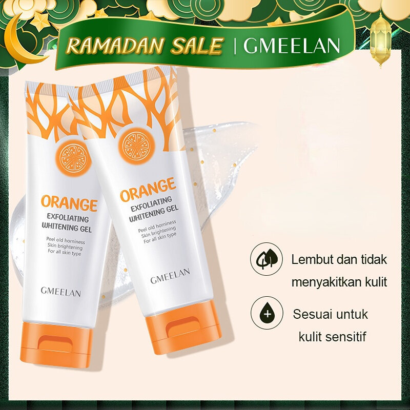 Gmeelan สีส้มขัดผิวไวท์เทนนิ่งเจลขัดเจลขัดผิวหน้าเจลลอกเจลให้ความชุ่มชื้นไวท์เทนนิ่งทําความสะอาดสิวค