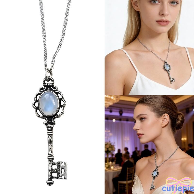 Cutie Mystical Moonstone Black Stone และ Skull Key Necklace Themed By Hecate Goddess