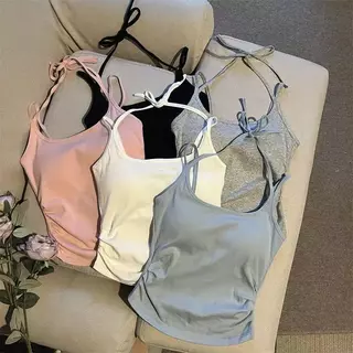YY135 เสื้อสายเดี่ยวดีเทลผูกด้านหลัง เหมาะกับสาวเซ็กซี่ใสๆ เชือกรูดปรับ มีฟองน้ำ น่ารัก ใส่สบาย ราคาถูก