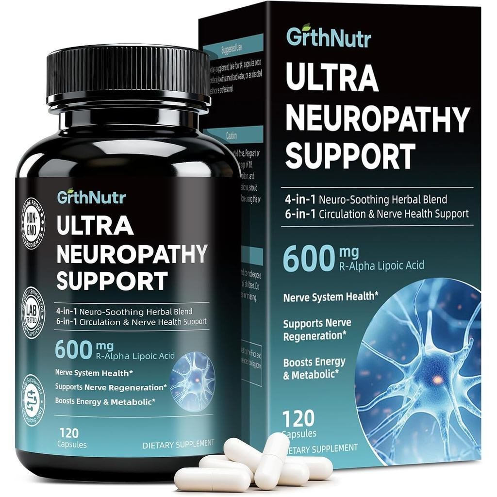 เส้นประสาท HeathNeuropathySupplements-600mgR-AlphaLipoicAcid,NAC,ALC,ActiveVitaminB12B1B2B6,-Neuropa