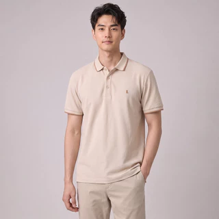 LTD เสื้อโปโลแขนสั้น ผู้ชาย สีเบจ | Pique polo | 03635